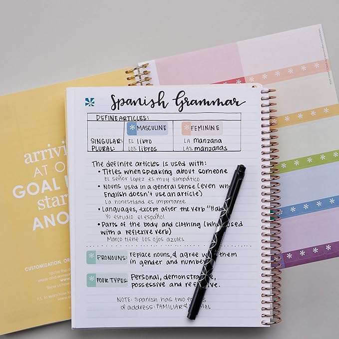 Erin Condren 8.5" X 11" Spiral Bound Productivity Notebook, Layers Neutral, Functional 160 Lined Page and 80Lb Thick Paper Spiral Notebook, Stickers Included