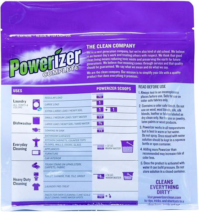 Powerizer Complete Laundry Powder Detergent & Multipurpose Cleaner | 3 lb Detergent | 136 Scoops | Plant-Based Concentrated Laundry Soap & Dishwasher Detergent Powder