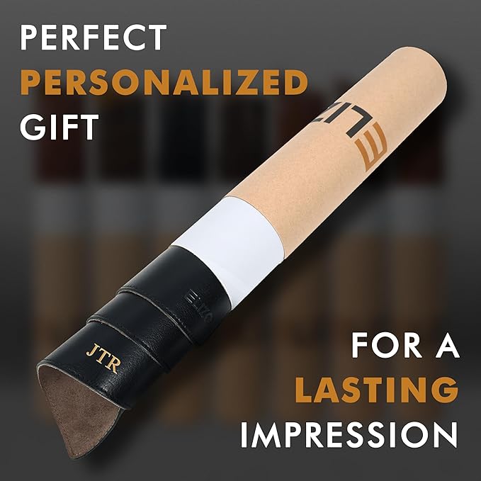 ELIZO Personalized Custom Desk Pad Set Real Leather Desk Mat Mouse Pad Unique Gifts for Him Her Leather Gifts for Men Women Engraved Embossed Monogrammed Corporate Gifts