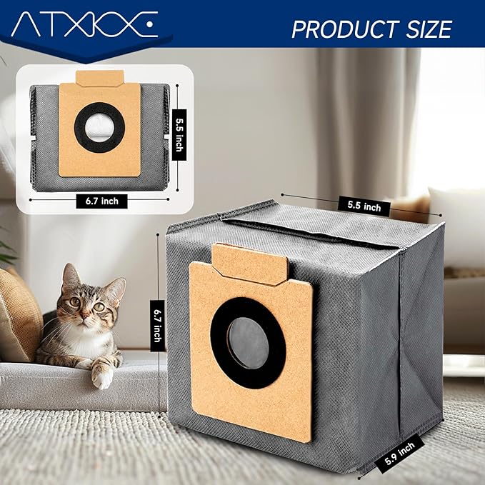 ATXKXE 12 pack X10 dust Bags for eufy X10 Pro Omni Robot Vacuum and X8 Pro with Self-Empty Station, 4-Layer Replcement Bags