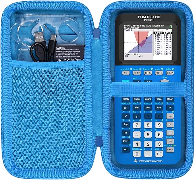 co2CREA Carrying Case for Texas Instruments TI-84 Plus CE Python Enhanced/TI-84/TI-Nspire CX II CAS/TI-Nspire CX II/TI-83 Plus/TI-89 Titanium/TI-85/TI-86 Color Graphing Calculator, Blue Case