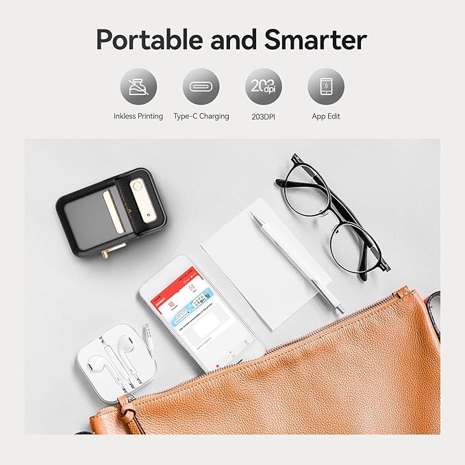 NIIMBOT B21 Label Maker Machine with Tape 2Inch Portable Sticker Printer Thermal Labeler for Jar Price Address Label for Business Home Office Organization, Black