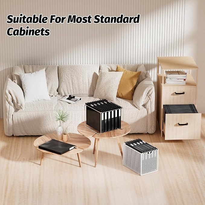 Extra Capacity Plastic Hanging File Folders,12 Pack Reinforced Hang Folder,Heavy Duty 1 Inch Expansion,Filing Cabinet Folders Letter Size for Bulk Files/Medical Charts (Sides Sealed, Black)