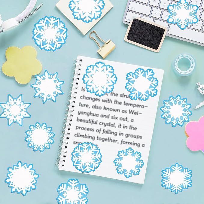 Christmas Snowflake Sticky Notes, 240 Pages Snowflake Self Adhesive Memo Pad Christmas Snowflake Sticky Note Self Stick Notes Memo Pads for Home, School, Office -12 Designs