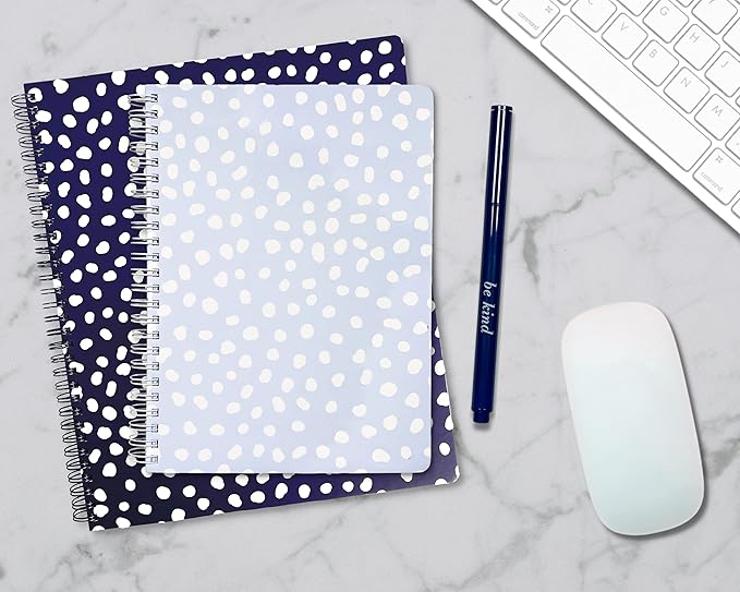 Steel Mill & Co Cute Mini Spiral Notebook, 8.25" x 6.25" Journal with Durable Hardcover and 160 Lined Pages, Light Blue Dots