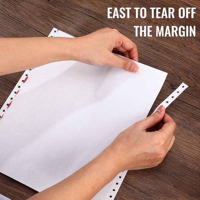 2000 Counts Continuous Feed Computer Paper Bulk 9-1/2'' x 11'' 2 Part Fanfold Left and Right Margin Perforated Carbonless Dot Matrix Printers Computer Plain Copy Paper White/pink Color