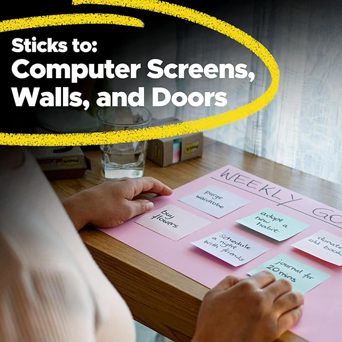 Post-it 100% Recycled Paper Super Sticky Pop-up Notes, 18 Sticky Note Pads, 3 in. x 3 in.,Wanderlust Pastels, School Supplies and Office Products