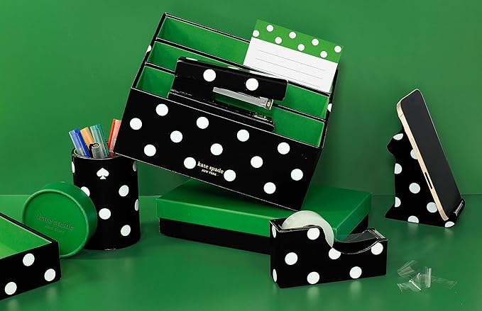 Kate Spade New York Black Stapler, Cute Stapler for Office or Home, Decorative Desk Accessory, Picture Dot