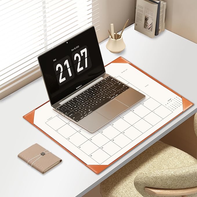 Large Desk Calendar 2025-2026 with Desk Mat, Desktop Calendar Runs From July 2025 to December 2026, Desk Pad Calendar 22 x 17 Inch Perfect for Planning, Organizing, and Scheduling Your Life (Brown)