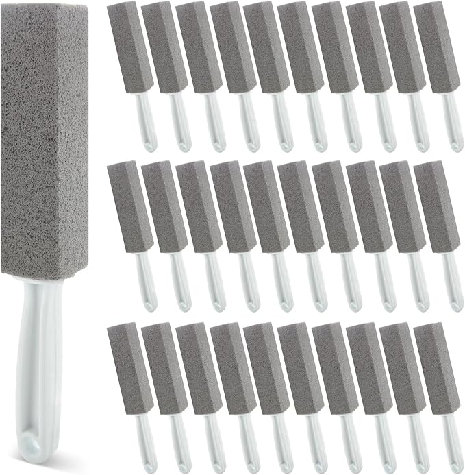 Starvast 30Pcs Pumice Toilet Bowl Brush, Cleaner Pumice Stone with Long Handle, Toilet Stone Brush Block for Bath Grout Pool Kitchen Tubs Showers