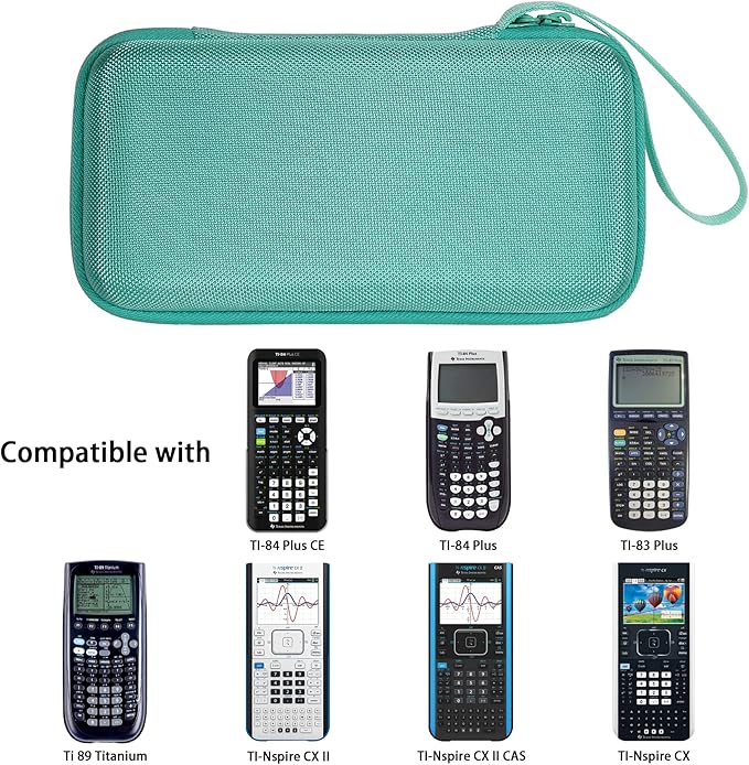 co2CREA Carrying Case for Texas Instruments TI-84 Plus CE Python Enhanced/TI-84/TI-Nspire CX II CAS/TI-Nspire CX II/TI-83 Plus/TI-89 Titanium/TI-85/TI-86 Color Graphing Calculator, Mint Case