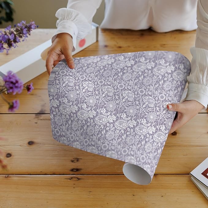 The Master Herbalist Lilac Scented Drawer Liners in a Purple William Morris Design | Pack of 5 Folded Sheets | Contains Essential Oils | Made in The UK.