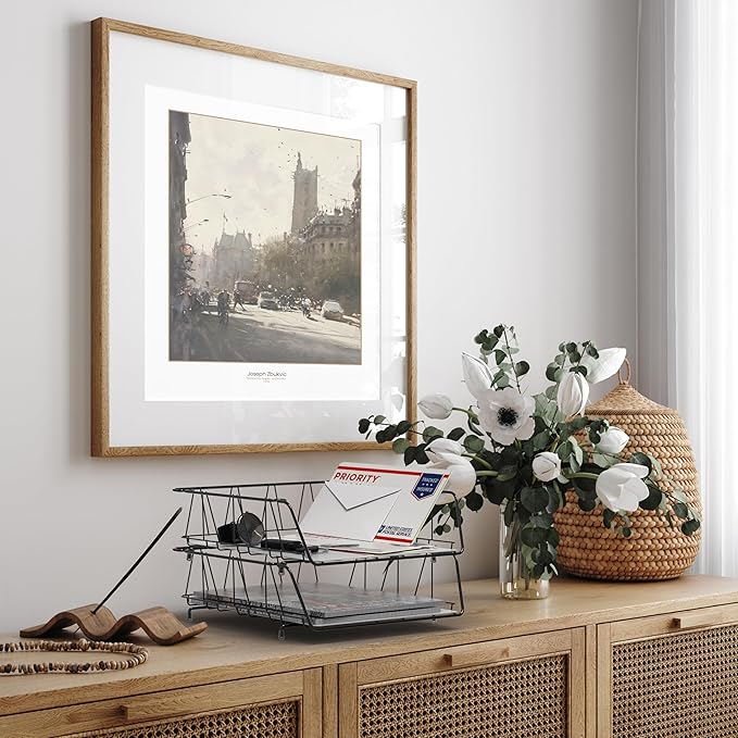 Simple Houseware Stackable Desk File Document Letter Tray with Liner, Wire Grid, 3 Packs, Black