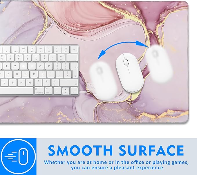Large Extended Mouse Pad Abstract Pink Marble Desk Mat,Large Gaming Mouse Pad,Big Desk Pad with Thick Stitched Edges Suit for Home Office or Gaming 35.4x15.7 Inch