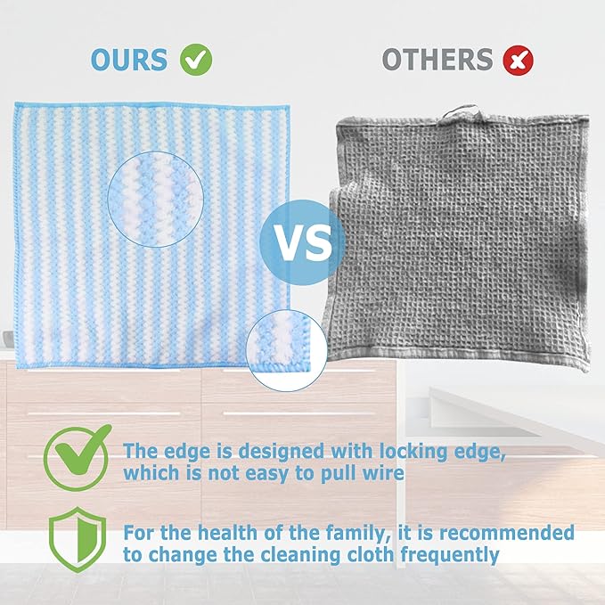 Microfiber Cleaning Cloth Absorbent Kitchen Towels Dish Cloths Washable 10 Pack 12×12in Reusable Cleaning Rags for Car Gardens Kitchen Hand Glass Windows Mirrors No Odor