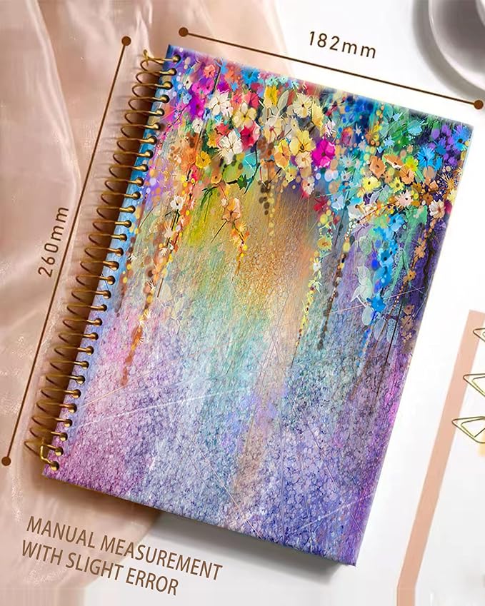 iampanda Spiral Journal Notebook,Strong Twin-Wire Binding with Premium Paper for Girl Women,60 Sheets A5 College Ruled Notebook/Journal,Perfect for School Office Home Gifts,Watercolor Ivy Flower