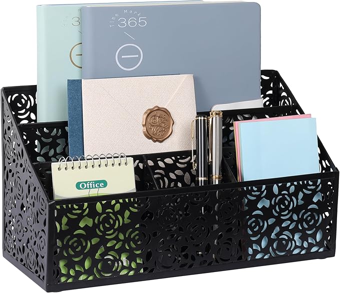 Mail Organizer Countertop, Modern Mail Holder Countertop, Desk Organizers and Accessories, Boho Desk Accessories, Bill Mail Papers Letters Organizer, Mail Sorters, Pencil holders(Black)