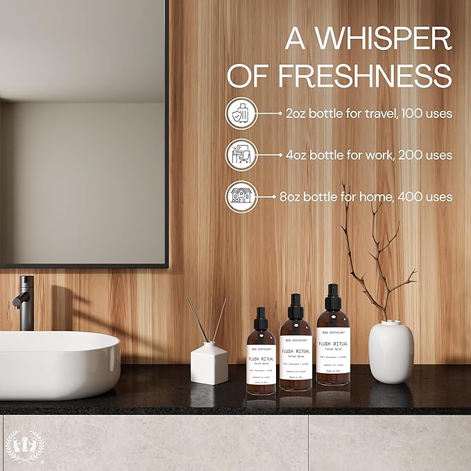 Muse Apothecary Flush Ritual - Aromatic & Refreshing Toilet Spray, Use Before You Go, 8 oz, Infused with Natural Essential Oils - Aloe + Eucalyptus + Lavender