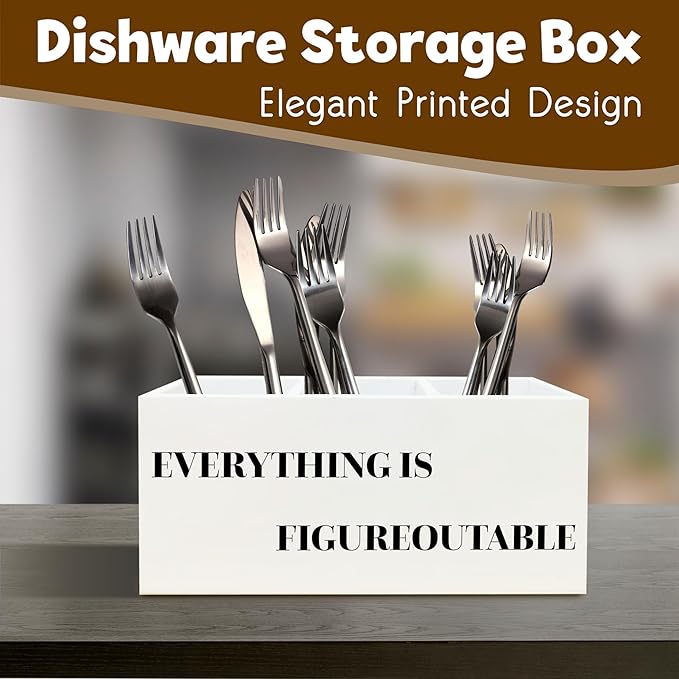 Everything is Figureoutable Inspirational Pen Holder for Desk, Motivational Gifts for Coworkers Women Men, Positive Quote Wooden Pen Pencil Holder Organizer for Office Desk Accessories