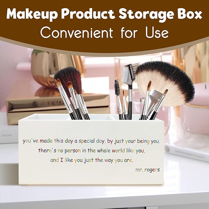 Mr.Rogers Inspirational Quotes Pen Holder for Desk, Motivational Gifts for Women Men Coworkers, Positive Gifts Wooden Pen Pencil Holder Organizer for Office Desk Accessories