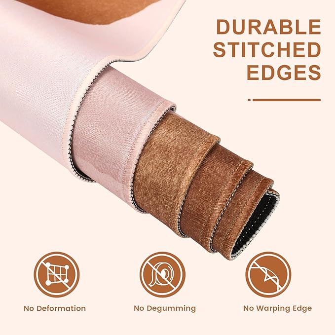 HAOCOO Mouse Pad, Computer Desk Mat, Large Mouse Pad for Desk, XXL Gaming Boho Mousepad Cute for Desktop with Non-Slip Base, Waterproof Laptop Keyboard Mat for Office Home,Boho Brown Tan