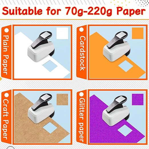 Square Punches for Paper Crafts 0.7 inch Square Hole Punch Squares Paper Punches for Crafting SquarePunch Cutter Squares Shape Hole Puncher for Scrapbooking Card Making DIY Project