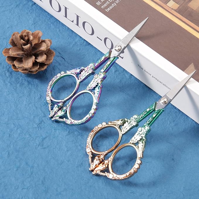 Small Embroidery Scissors with Cover -Cute and Comfortable handles with Sturdy and Sharp Tips for Precise Cutting, Perfect Size for Keeping in Your Sewing and Craft Supplies Kit