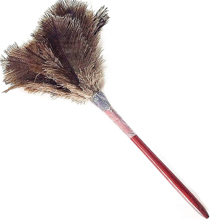 AAYU Brand Premium Feather Duster 15" to 16" | Natural Duster for Cleaning and Feather Moping | Genuine Ostrich Feather Duster with Wooden Handle | Environment Friendly | Easy to Clean Dust (40 cm)
