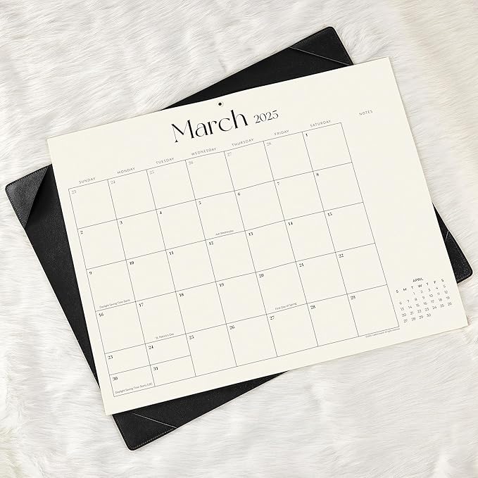 Simplified Desk Calendar 2025-2026 with Desktop Mat, Cabbrix Large Desk Pad Calendar 21" x 16-1/2" From July 2025 to December 2026, Desk Blotter Calendar 2025 for Home School and Office (Black)