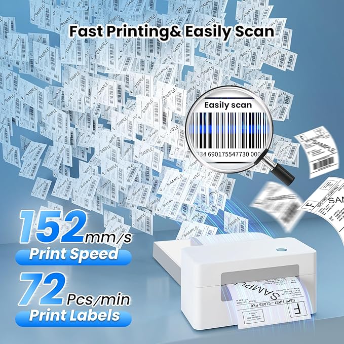 vretti USB Shipping Label Printer - 4x6 Thermal Label Printer for Small Business, Compatible with Windows,Mac,Linux and ChromeOS, Supports Barcodes, Shipping Labels, Mailing Labels, Etc.
