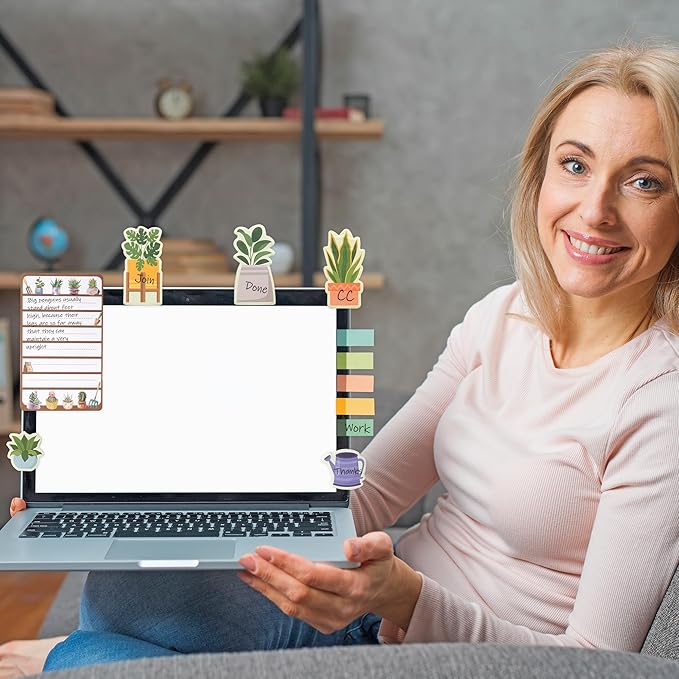 B1ykin Sticky Notes Set, Plant Lovers Theme Self-Stick Notes Pad Teacher Appreciation Gifts， Self-Adhesive Writing Memo Pages Sticky to Do Notepad for Kids Employee School Office (Plant Lovers)