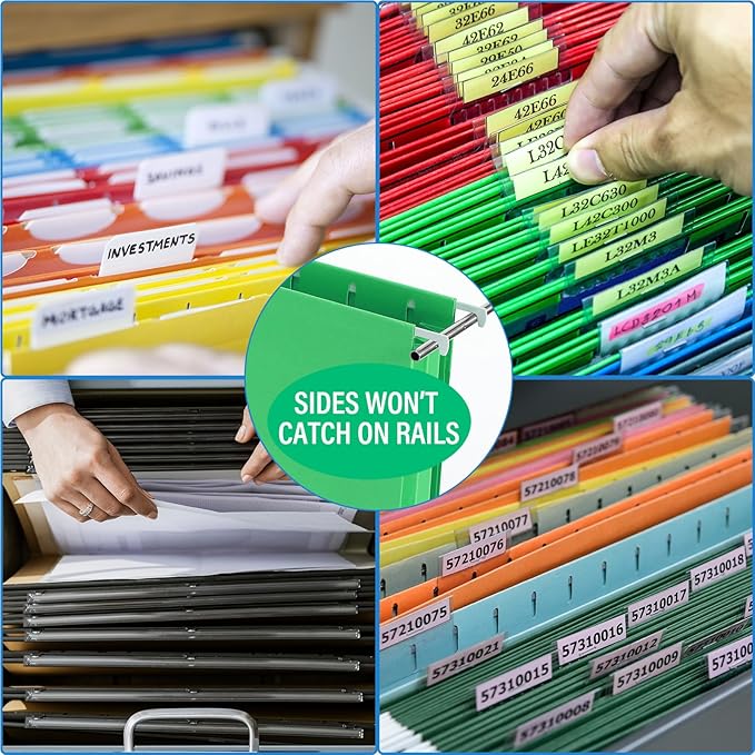 Estune 48 Pack Extra Capacity Hanging File Folders Letter Size, Reinforced Hang File Folders with Heavy Duty 2 Inch Expansion, Durable Hanging Organizer Designed for Bulky Files, Assorted Colors
