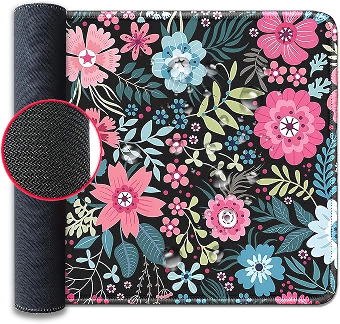 Retro Flowers Mouse Pad,Large Vintage Floral Mousepad Desk Pad with Stitched Edges,Non-Slip Waterproof Rubber Base Mouse Mat for Office Computer Keyboard Laptop Home(27.5x11.8 in)
