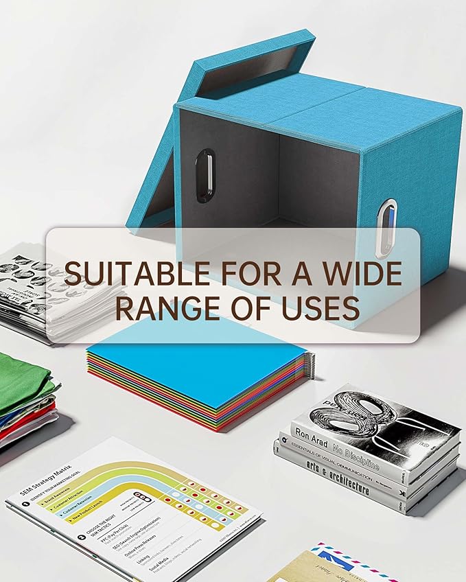 Oterri File Organizer with Lid, File Box, File Cabinet for Letter File Folder Storage, Hanging File Organizer for Office/Decor/Home,Document Organizer, 1 Pack,Calamine Blue+Cobalt Green-Box Only