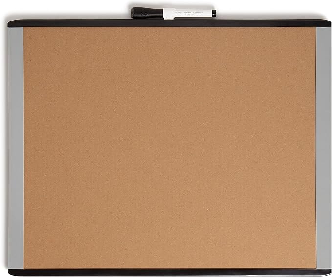 U Brands 3-in-1 Magnetic Dry Erase Calendar White Board, Black and Gray Frame, Magnet and Marker Included, 16" x 20" (6712U00-01)