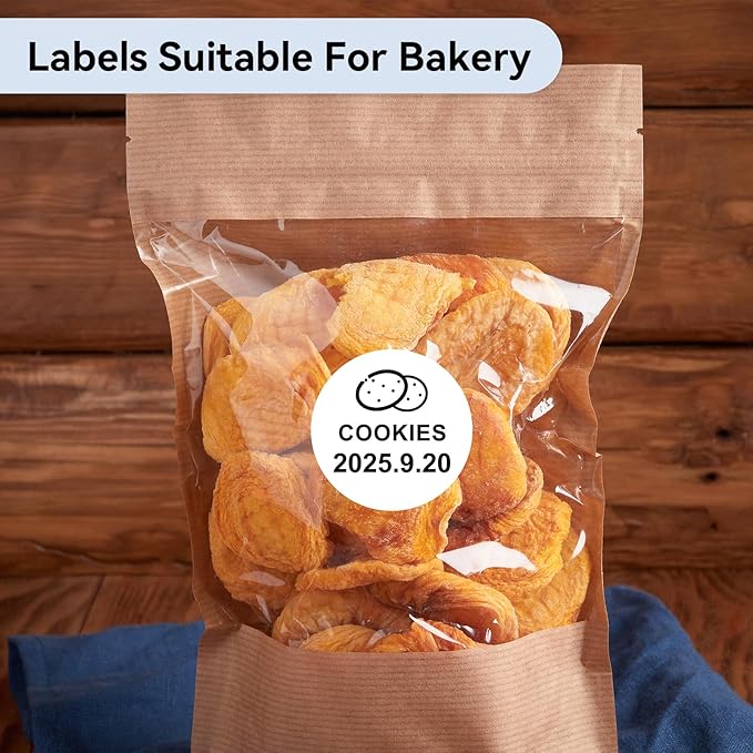 M100 Round Label 1.96" x 1.96" (50x50 mm), Compatible with Label Maker M110/ M220/ M221/ M120/ M250/M150, White, 140 Labels/Roll, Multi-Purpose Adhesive Circle Thermal Labels, Black on White