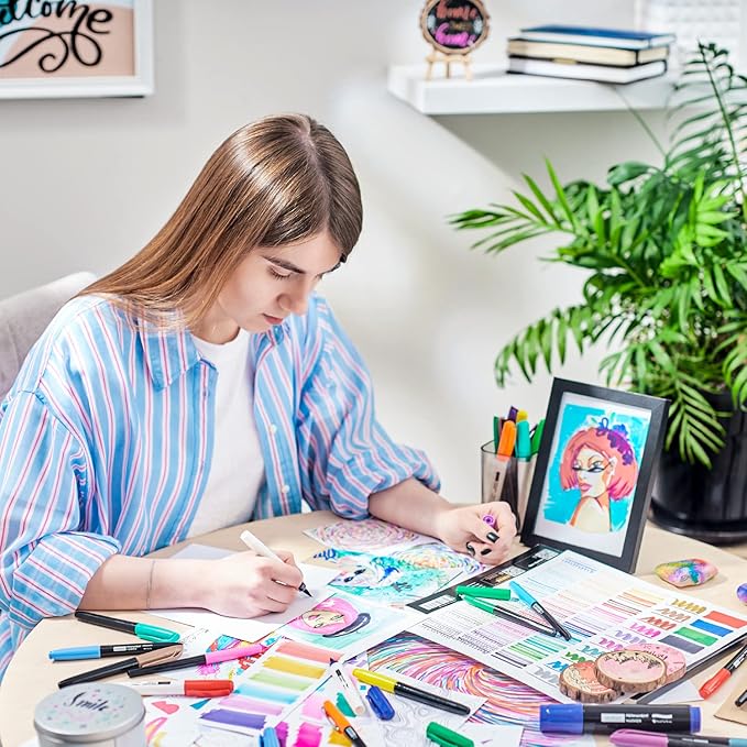 ARTEZA Permanent Markers, 24 Colors, 2-mm Line, Ultra-Fine Tip