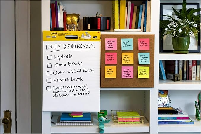 Post-it Super Sticky Notes, 5 Sticky Note Pads, 3 x 3 in., School Supplies, Office Products, Sticky Notes for Vertical Surfaces, Monitors, Walls and Windows, Tropical Pink