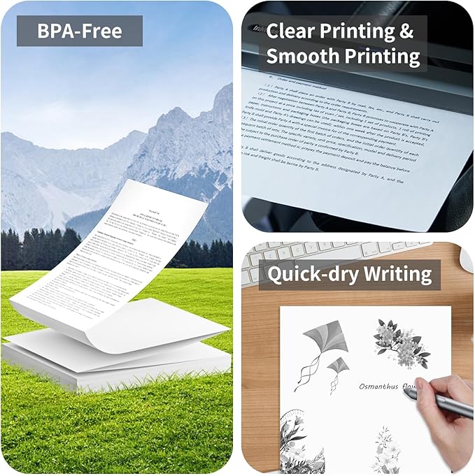 Continuous Thermal Printer Paper 8.5" x 11" US Letter Size - High-Efficiency Durable Printing for Home Work, Printing Contract, Compatible with Most Thermal Printers (200 Sheets/Continuous Folding)