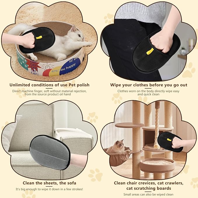 Pet Hair Removal Glove,Electrostatic Efficient Grooming Gloves for Pet Hair,Cat Grooming Gloves,Upgraded Animal Fur Removal Tool,Reusable Cat & Dog Hair Remover for Couch,Carpet,Curtain（2PCS)