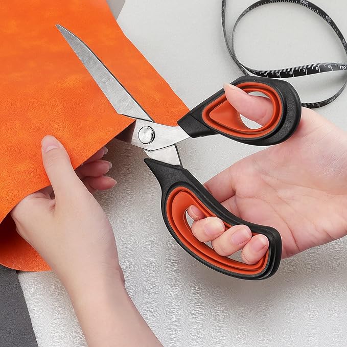 Premium Tailor Scissors Heavy Duty Multi-Purpose Titanium Scissors Professional for Leather Cutting Industrial Sharp Sewing Shears, Red