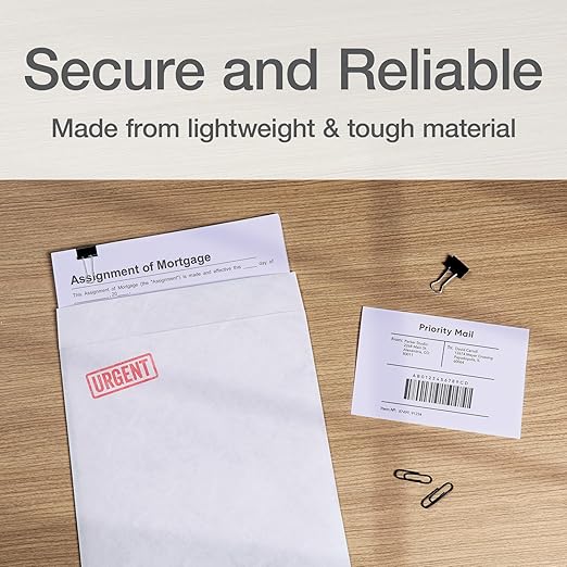 Columbian Self-Seal Mailers, Self-Sealing Envelopes, Made with DuPont Tyvek Material, 14 lb., Puncture, Tear and Moisture Resistant, White, 9" x 12", 100 per Box (1016969)