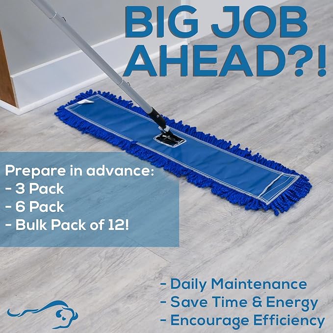 Kleen Handler 18 inch Microfiber Dust Mop | Small Washable Commercial Mop Head Replacement, Pack of 3