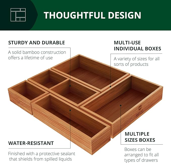 ROYAL CRAFT WOOD Premium Carbonized Bamboo Sticky Note Holder – Elegant & Durable Post-It Note Dispenser for Office Desk Organization