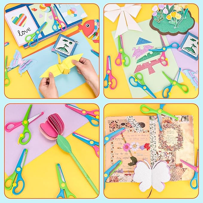 LOVESTOWN Kids Safety Scissors, 6PCS Blunt Tip Scissors for School with Comfort Grip & Steel Blades, Anti-Pinch Design for Back to School, Classroom Children's Paper Cutting, Ideal for Art Craft