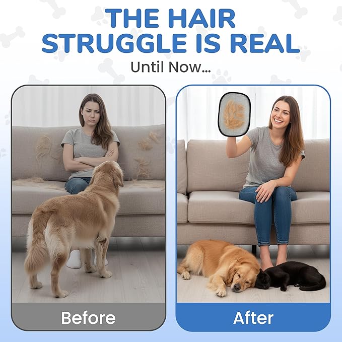 KEYVOZ Pet Hair Removal Glove for Cats and Dogs, Electrostatic Magic Brush Pet Hair Remover for Dog Couch, Available in Blue, Purple, Pink, Brown- Perfect for Pet Owners (Blue)