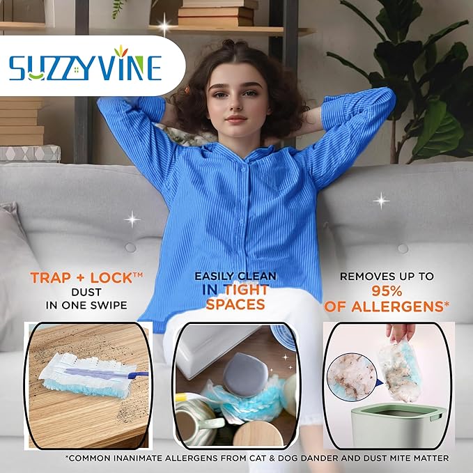 SUZZYVINE Disposable Duster Refills for Swiffer Duster Heavy Duty Electrostatic Duster Heads,Total 20 Count