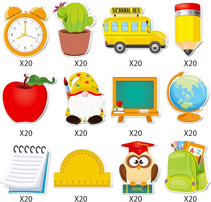 Back to School Sticky Notes,240 Pages Cute Back to School Self Adhesive Memo Pad Apples Owls School Bus Pencil Ruler Blackboard Design Sticky Notepad Notes Memo Pads for Home,School,Office-12 Designs