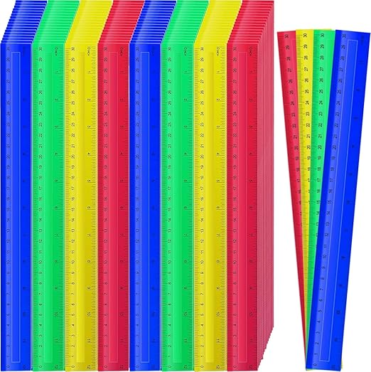 200 Pcs 12 Inch Rulers Bulk Plastic Kid Ruler for Back to School Supplies, Flexible Assorted Color Ruler with Centimeters and Inches for Students Operation Christmas Charity Donation Supplies (200)