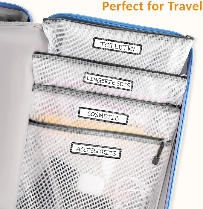 Sooez 24 Pack Mesh Zipper Pouch with Sticky Labels, A4 Mesh Bags Board Game Puzzles Organization Storage, Durable Letter Size File Folders Organizer Teacher School Classroom Office Supplies, Black